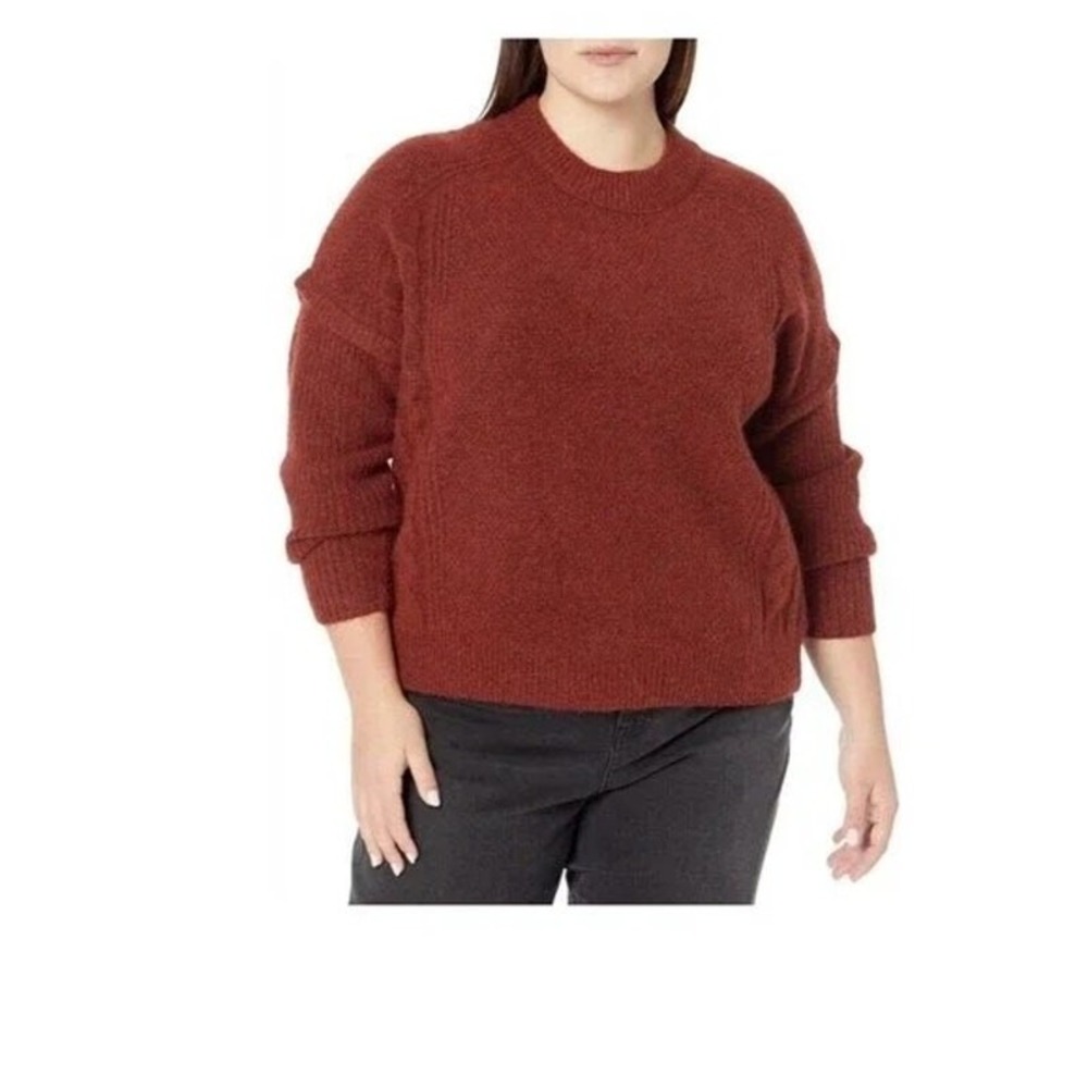 Madewell Cozy Textured Cable Knit‎ Sweater Rust Red Plus Size 4X - NWT